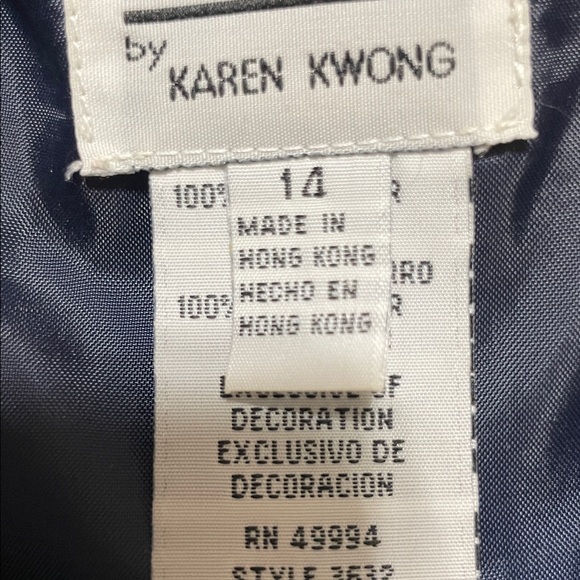 R&M Richards By Karen Kong Women's Navy Asymmetrical Dress with Embellishments. - Picture 10 of 12